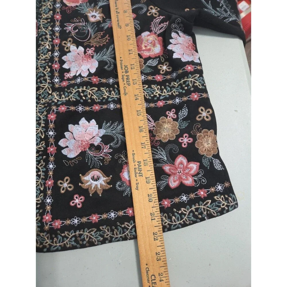 Savanna jane Embroidered floral open front jacket boho hippie festival